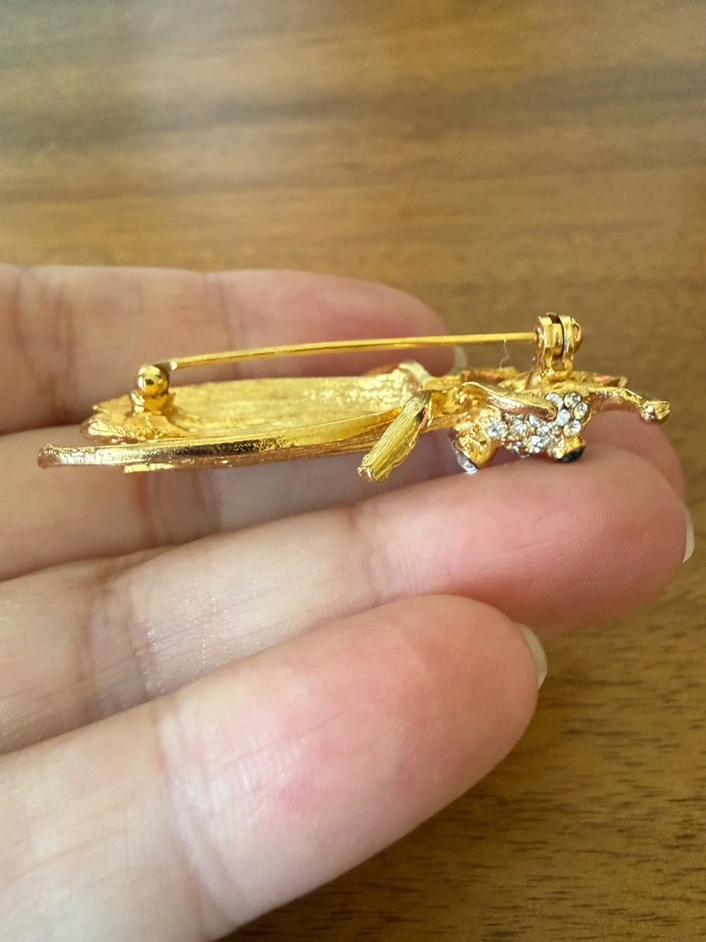 Vintage Signed Hattie Carnegie Cicada Locust Bug Brooch Gold Tone Insect Pin